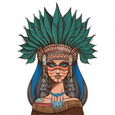 Bir headdress güzel kız 