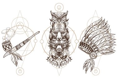 Totem Kartal, kurt, tilki ve baykuş