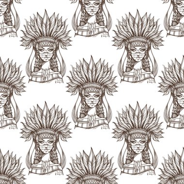 kadınlardan bir headdress Kızılderililerin içinde desen