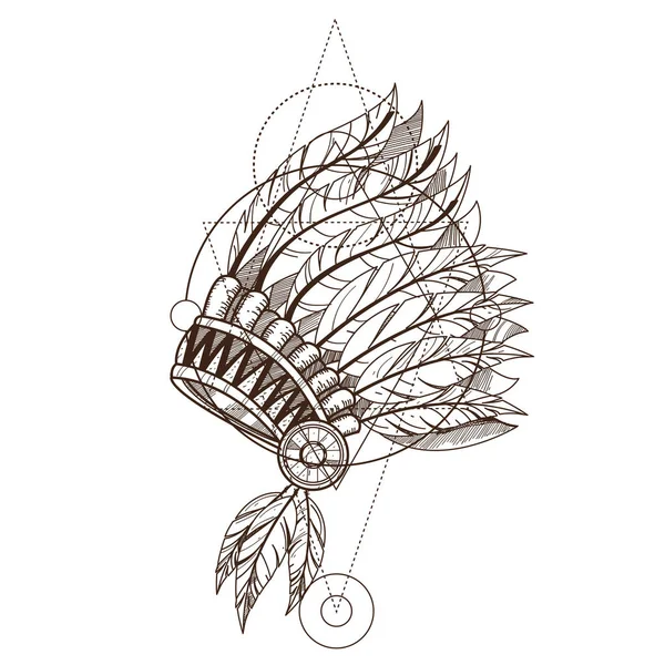 土著美洲印第安人的头饰 — 图库矢量图片