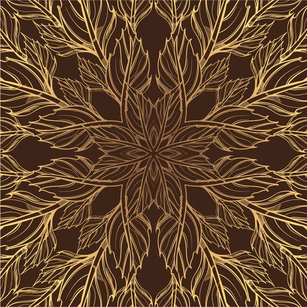 Goldener Rahmen aus stilisierten Blättern. — Stockvektor