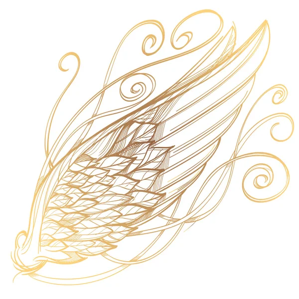Illustration des goldenen Flügels — Stockvektor