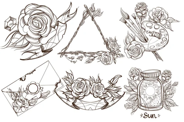 Botanical graphics. Roses. Vector Graphics