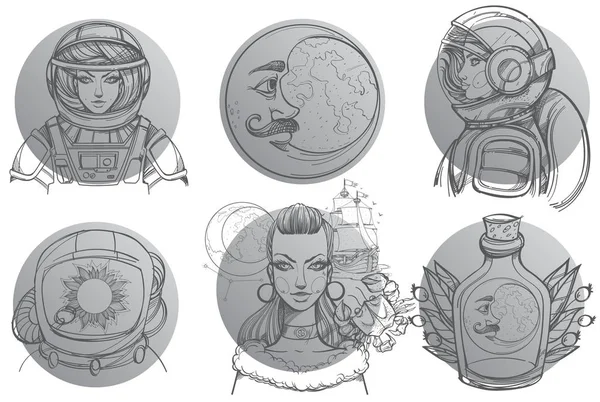 Templates in the space style. Stock Vector