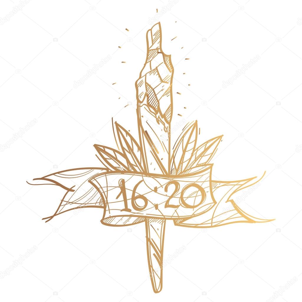 Vector sketch cigarette with marijuana