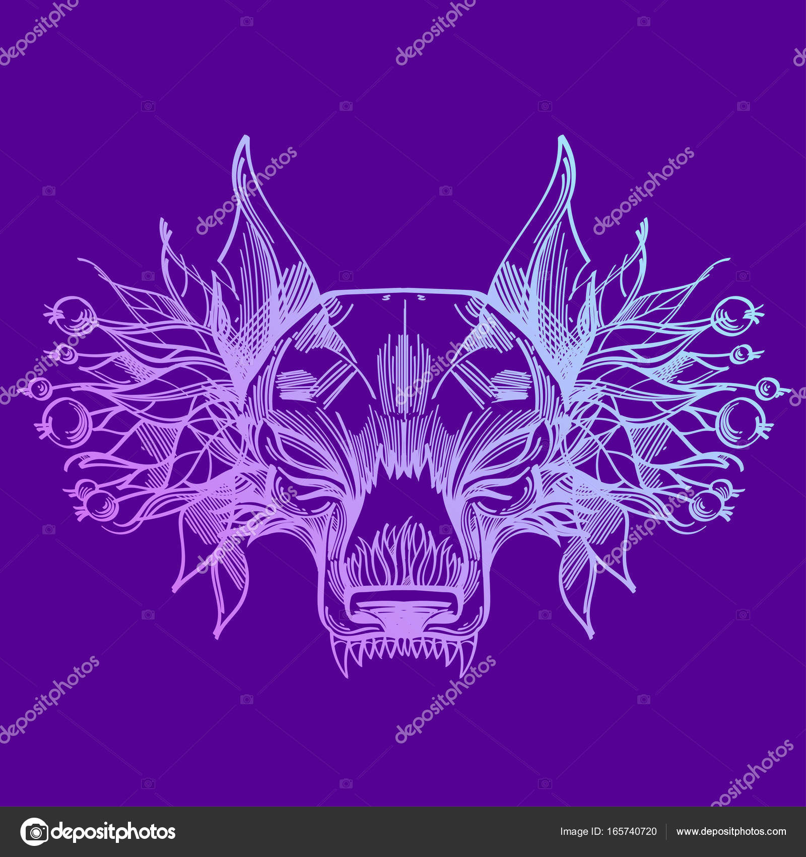 Muso di un lupo ¨ un illustrazione per la creazione di disegni di tatuaggi stampa su vestiti pro tazione di manifesti e volantini — Vettoriali di