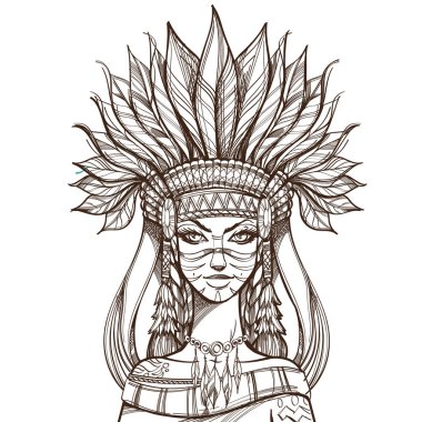 Bir headdress güzel kız 