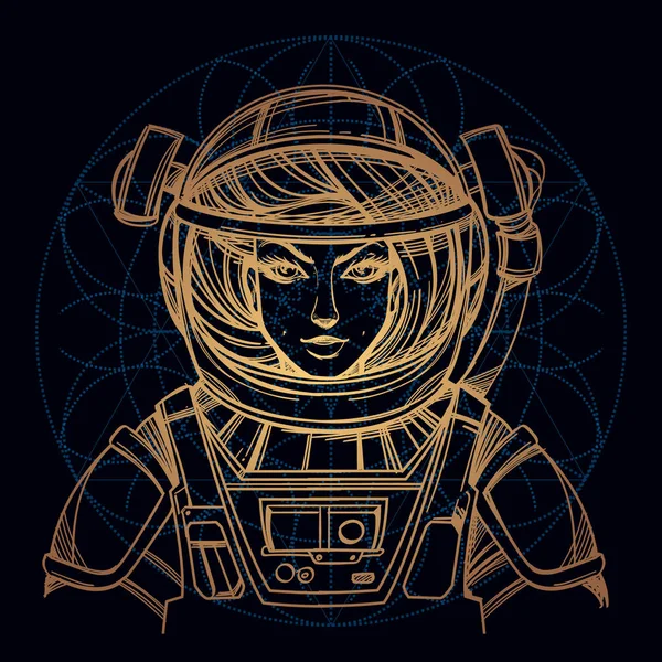 Una astronauta. Belleza cósmica — Archivo Imágenes Vectoriales