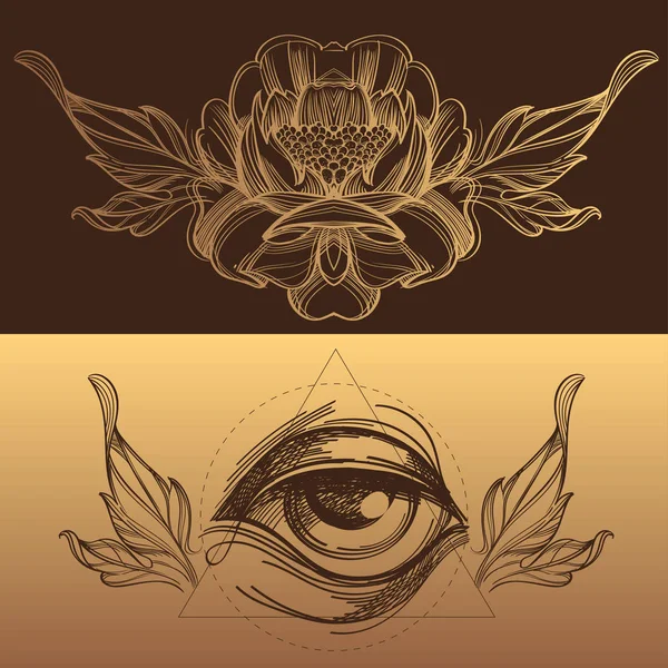 Волшебный глаз и цветы . — стоковый вектор