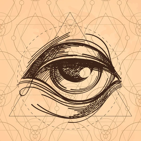 Sketch Eye of Providence — Stock Vector