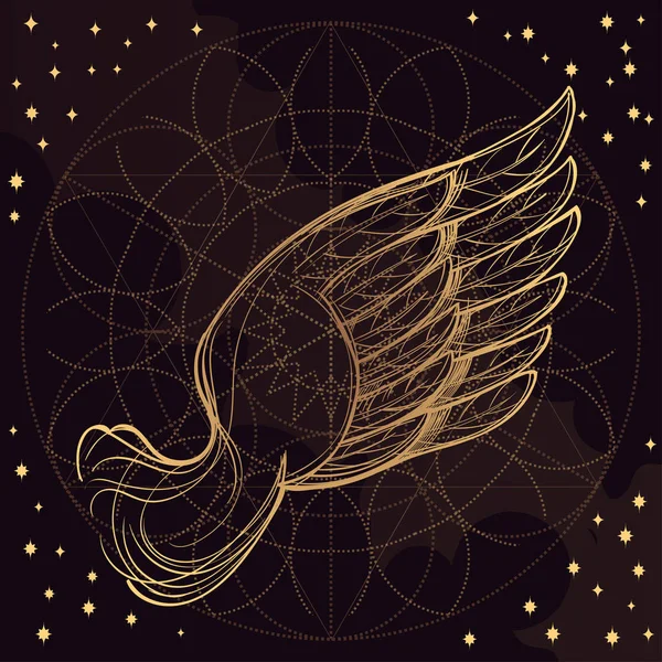 Illustration of golden wing — Stock Vector