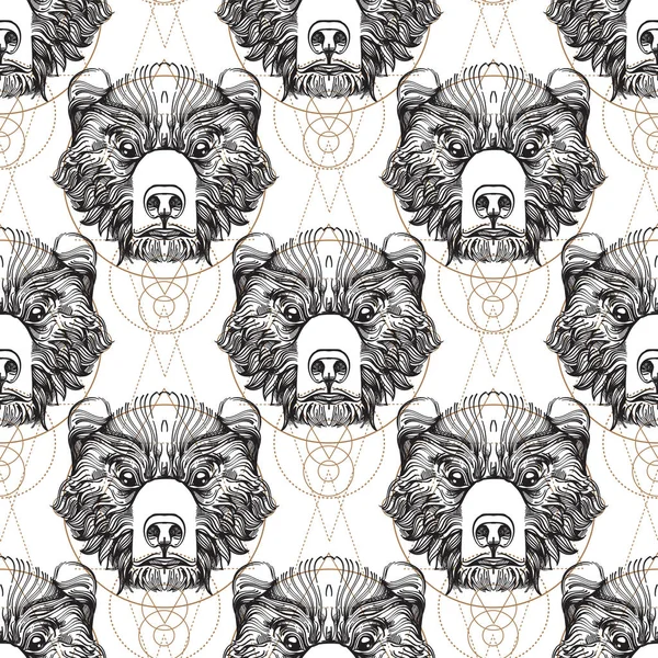 Visages d'ours motif sans couture — Image vectorielle