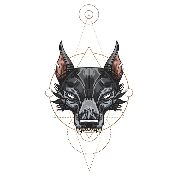 El hocico de un lobo es una ilustración — Vector de stock