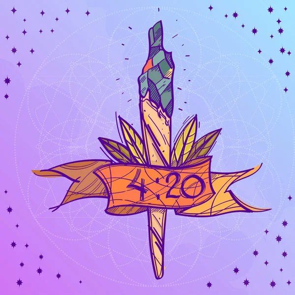 Boceto de cigarrillo con marihuana — Vector de stock