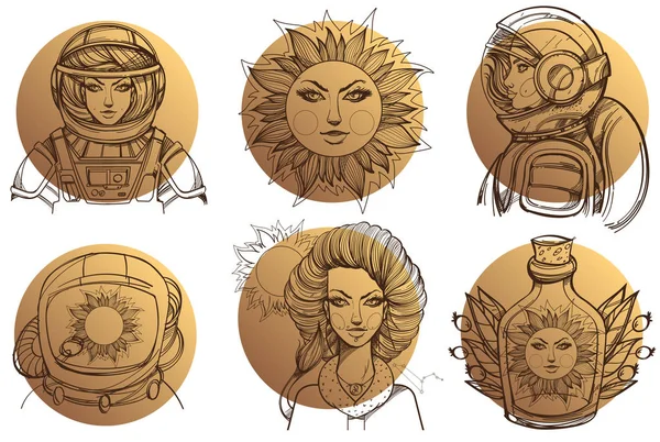 Templates in the space style. Vector Graphics