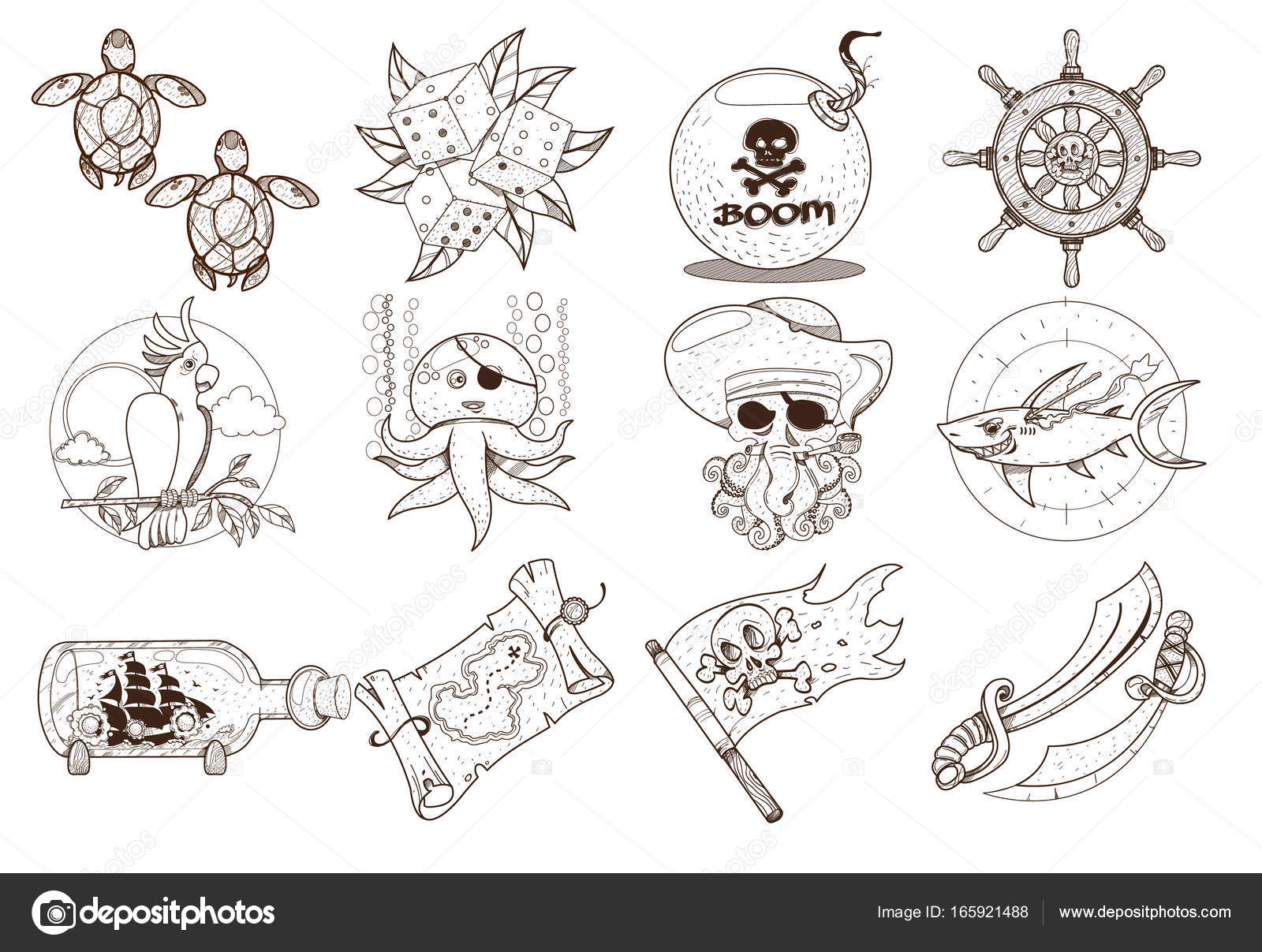 Disegni da colorare sul tema dei pirati — Vettoriale Stock