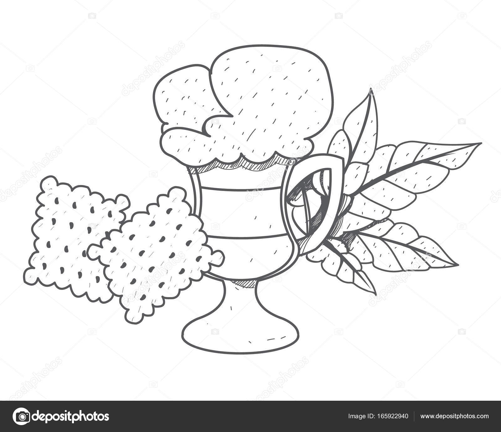 Iced Coffee In The Cup With Crackers Outline Drawing Vector By Filkusto Iced Coffee In The Cup With Crackers Outline Drawing Vector By Filkusto