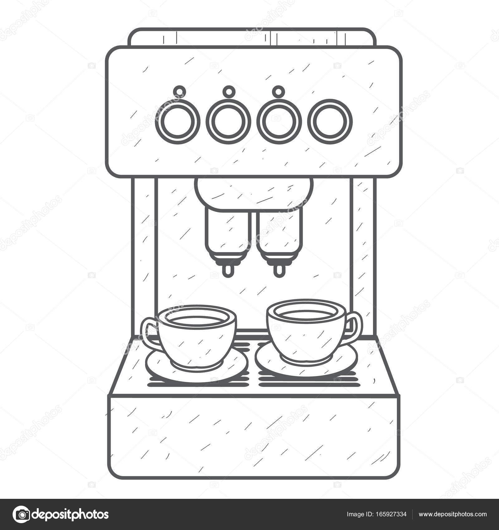 Coffee Machine Household Appliances Outline Drawing Vector By Filkusto Coffee Machine Household Appliances Outline Drawing Vector By Filkusto