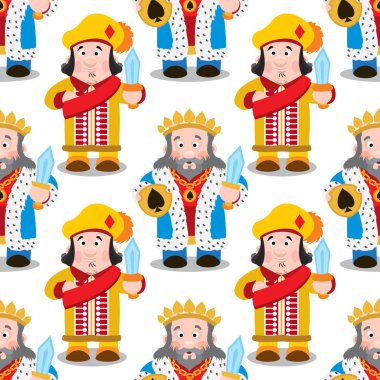 pattern with cartoon king and queen. clipart