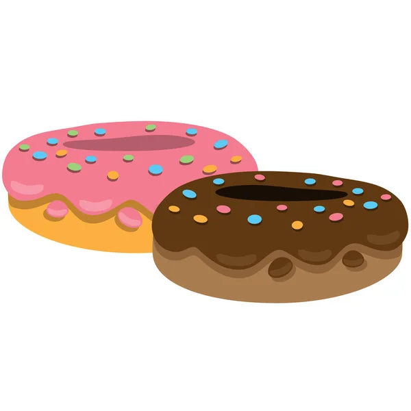 Donuts with chocolate fudge — Stock Vector
