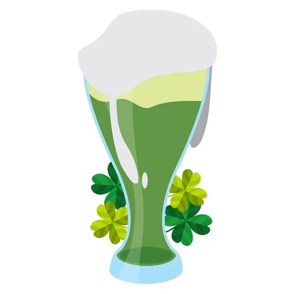 Zelený pěny pivo ve sklenici. — Stockový vektor
