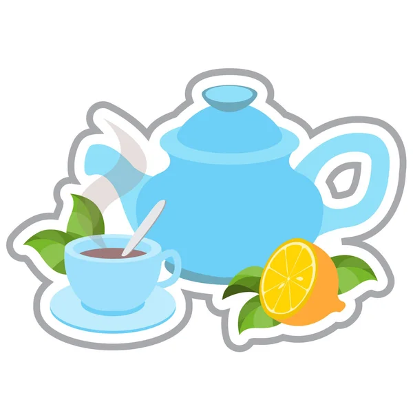 Théière, tasse de thé — Image vectorielle