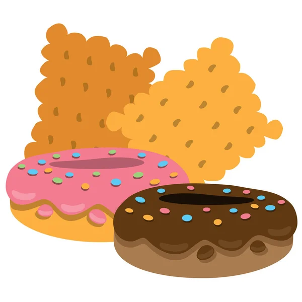 Crackers en donuts. illustratie. — Stockvector