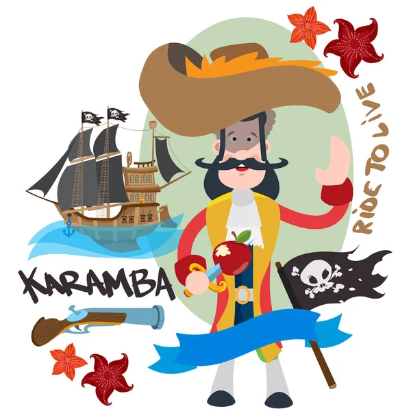 Icono de capitán pirata — Vector de stock