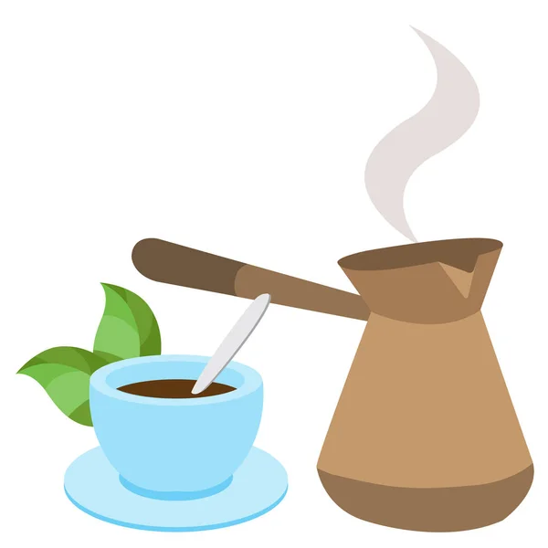 Turco caffè caldo fresco e una tazza . — Vettoriale Stock