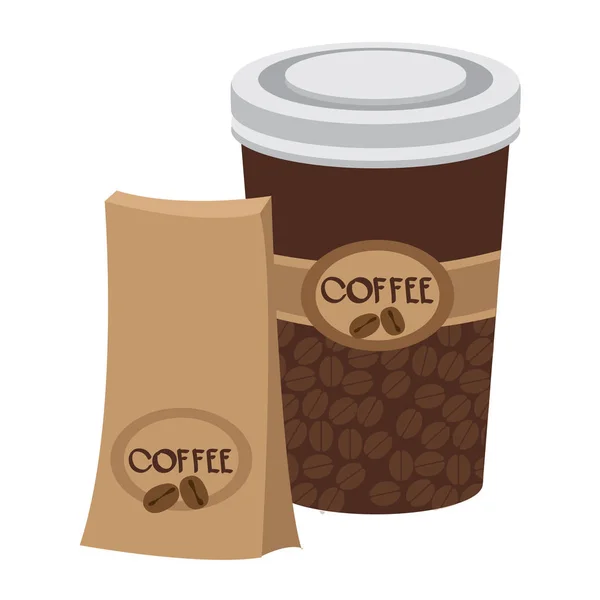 Balíček a šálek kávy — Stockový vektor
