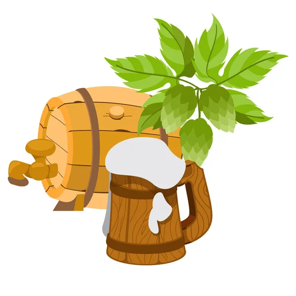 Деревянная кружка пива — стоковый вектор