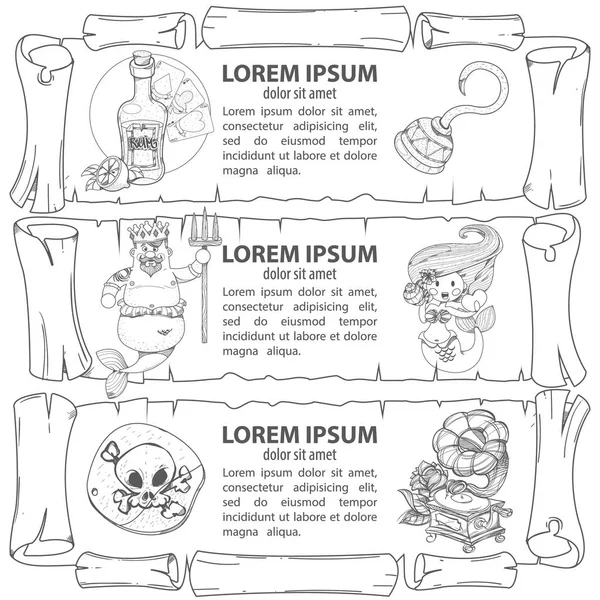 Set banner meniru papirus kuno . - Stok Vektor