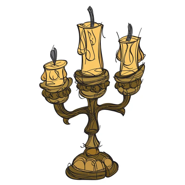Candlestick on three candles — Stock Vector