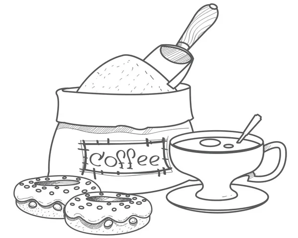 Sac de grains de café — Image vectorielle