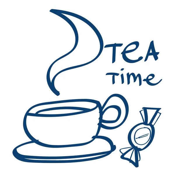 Taza con té y caramelo icono . — Archivo Imágenes Vectoriales