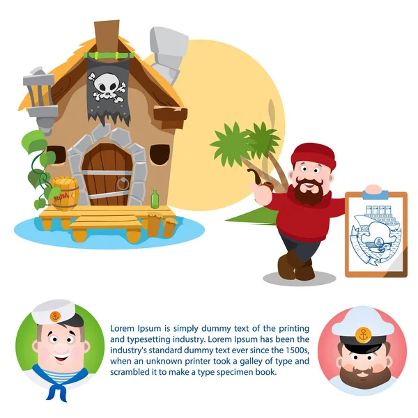 El cartel de la fiesta pirata . — Vector de stock