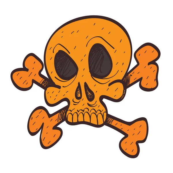Skull and bones colored icon — Stock Vector