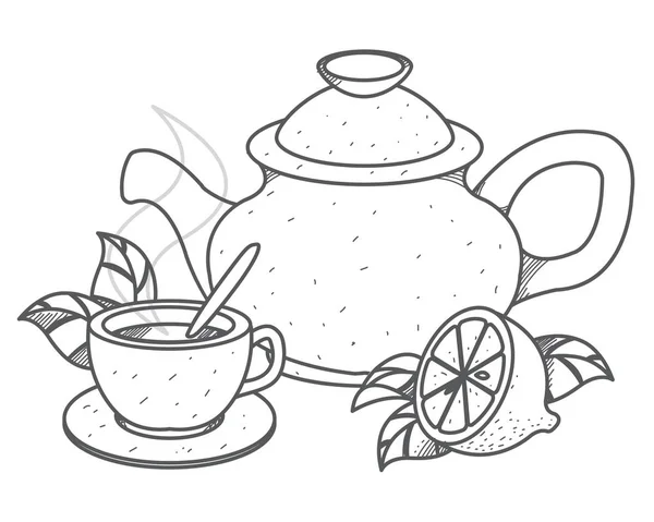 Konvice, šálek čaje — Stockový vektor