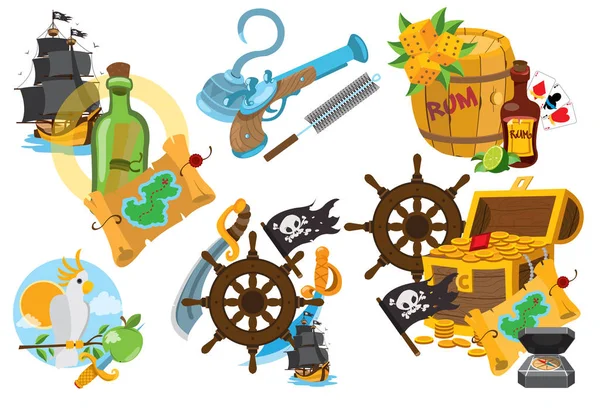 Ilustrações sobre o tema dos piratas . — Vetor de Stock