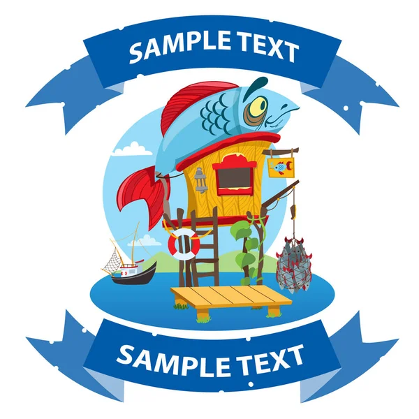 Hut on stilts near the rive — Stock Illustration Hut on stilts near the rive Vector Graphics