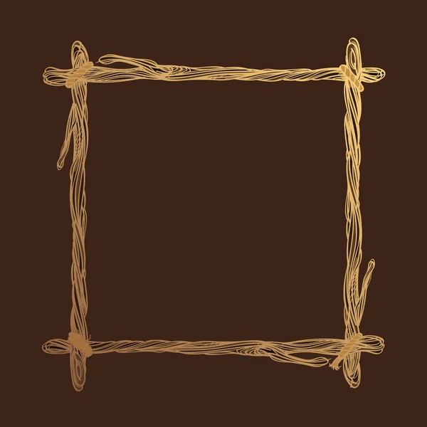 Vierkante gouden frame gemaakt van takken. — Stockvector