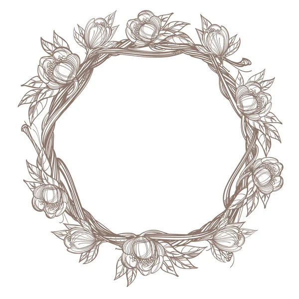 Round frame made of branches — Stock Vector
