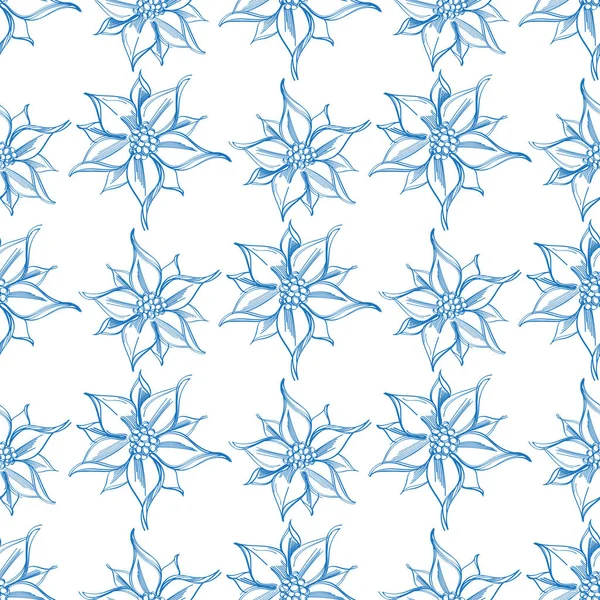 无缝纹理与蓝色的花 — 图库矢量图片