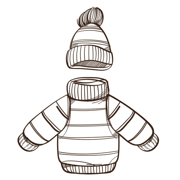 Μονόχρωμα Παιδικά πουλόβερ και καπέλο. — Διανυσματικό Αρχείο
