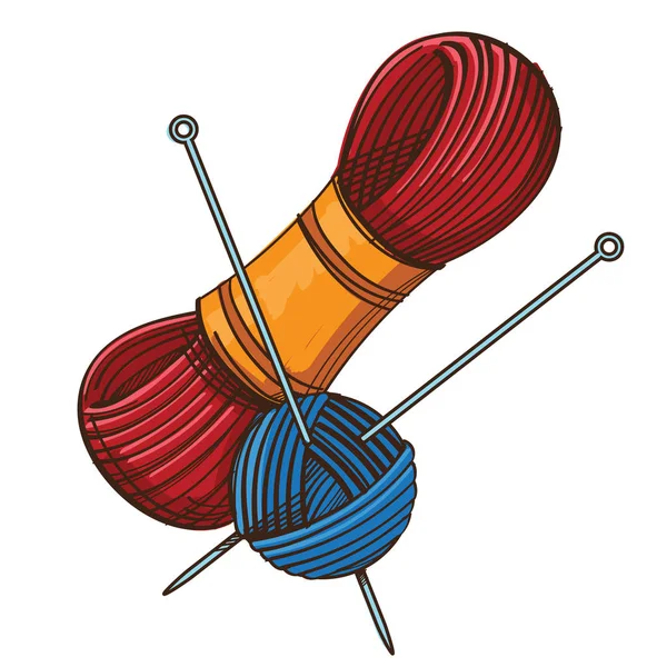 Set of knitting threads — Stock Vector