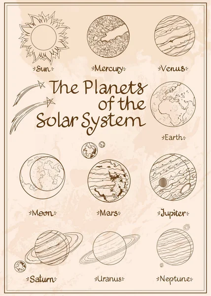 Planets of the solar system illustration. — Stock Vector