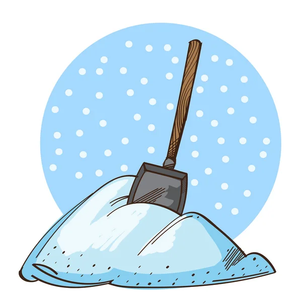 Shovel in a pile of snow — Stock Vector