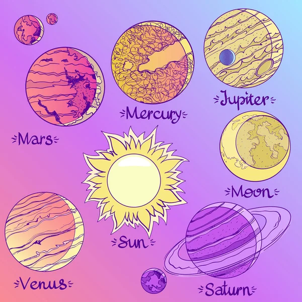 I pianeti del sistema solare illustrazione . — Vettoriale Stock