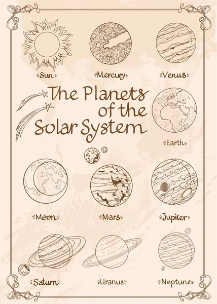 Planetas del sistema solar ilustración . — Vector de stock