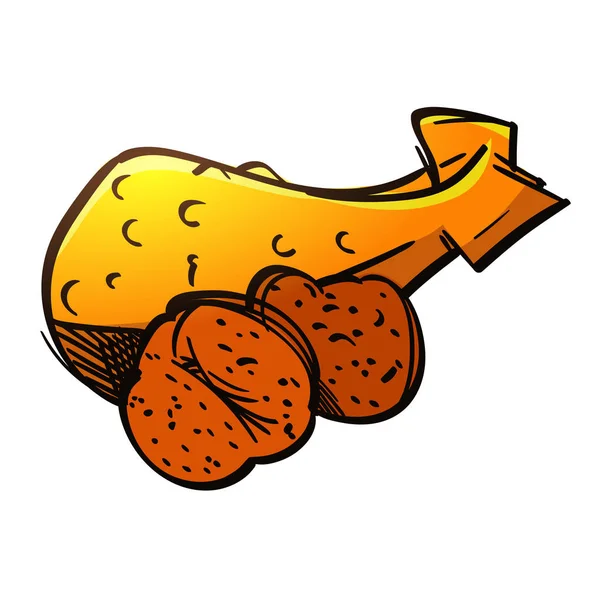 Jambe de poulet aux pommes de terre au four — Image vectorielle